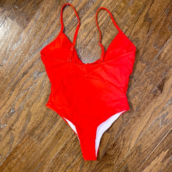 Knot Front Cut-Out One Piece Swimsuit
Color: Red - Picture 10 of 14